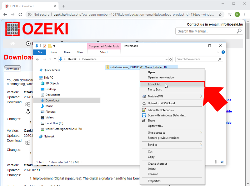 extract installer