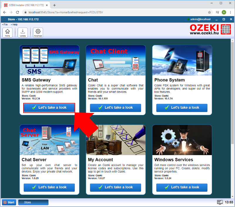 select the sms gateway
