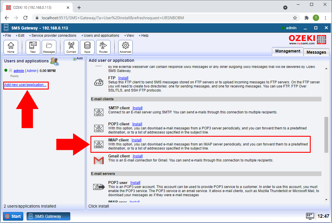 install new imap client