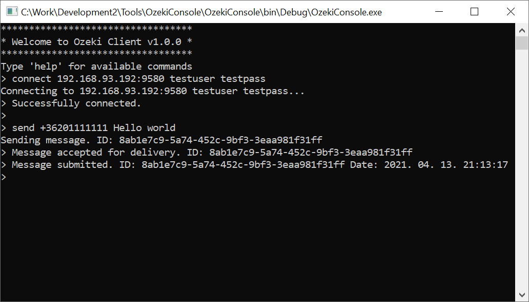 csharp sms api examples