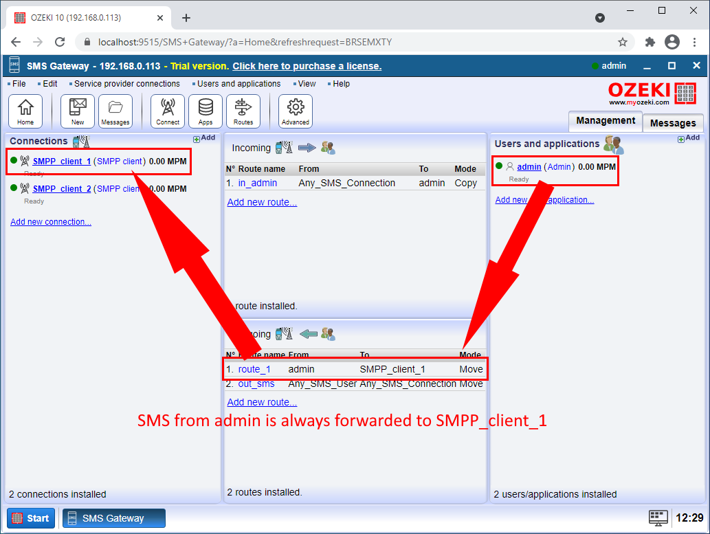 sms from admin is always forwarded to smpp_client_1