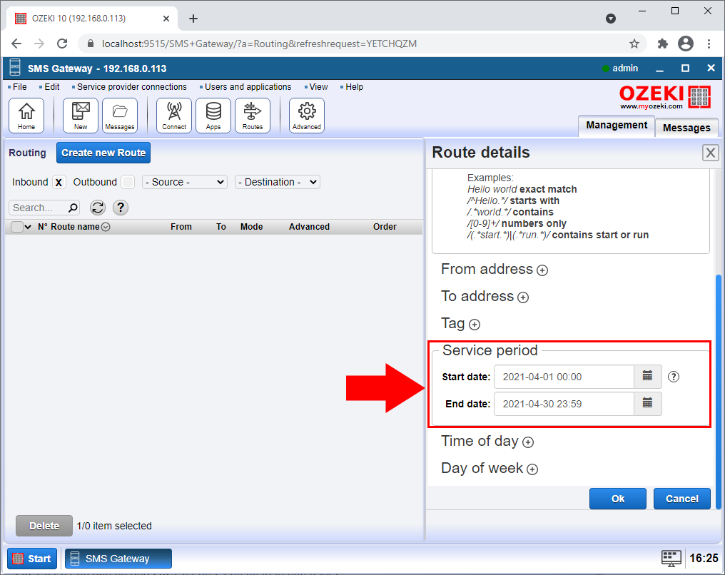 set service period form for receive sms for http user 2