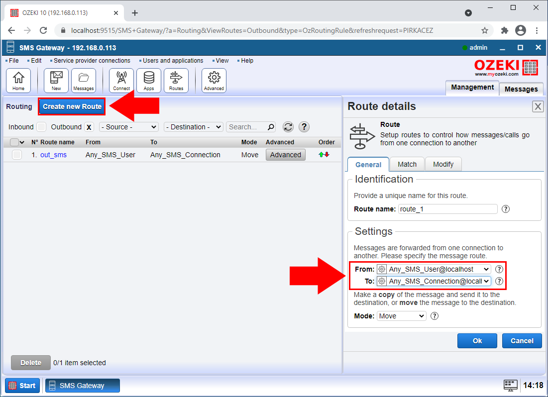 create new routing rule for sms routing by phone number prefix