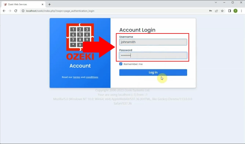 MyOzeki login using Active Directory user