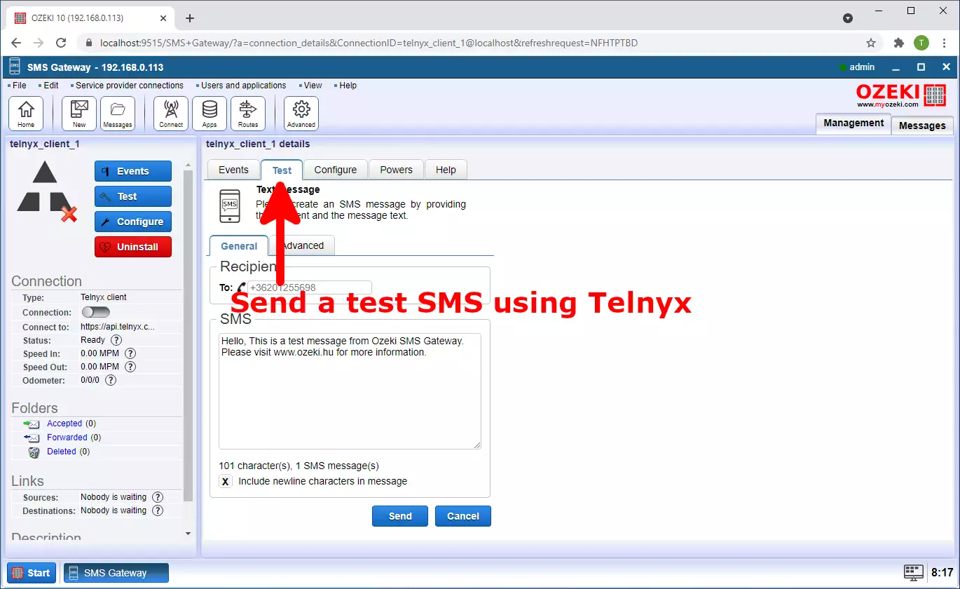 send sms from telnyx