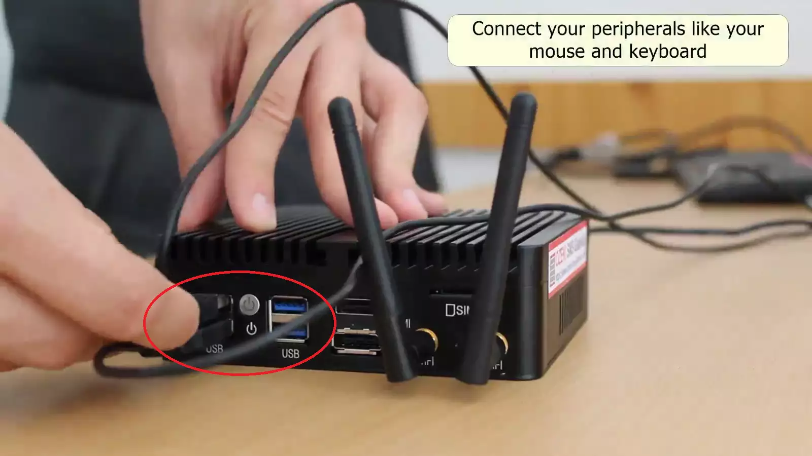 connect your peripherals via the usb ports