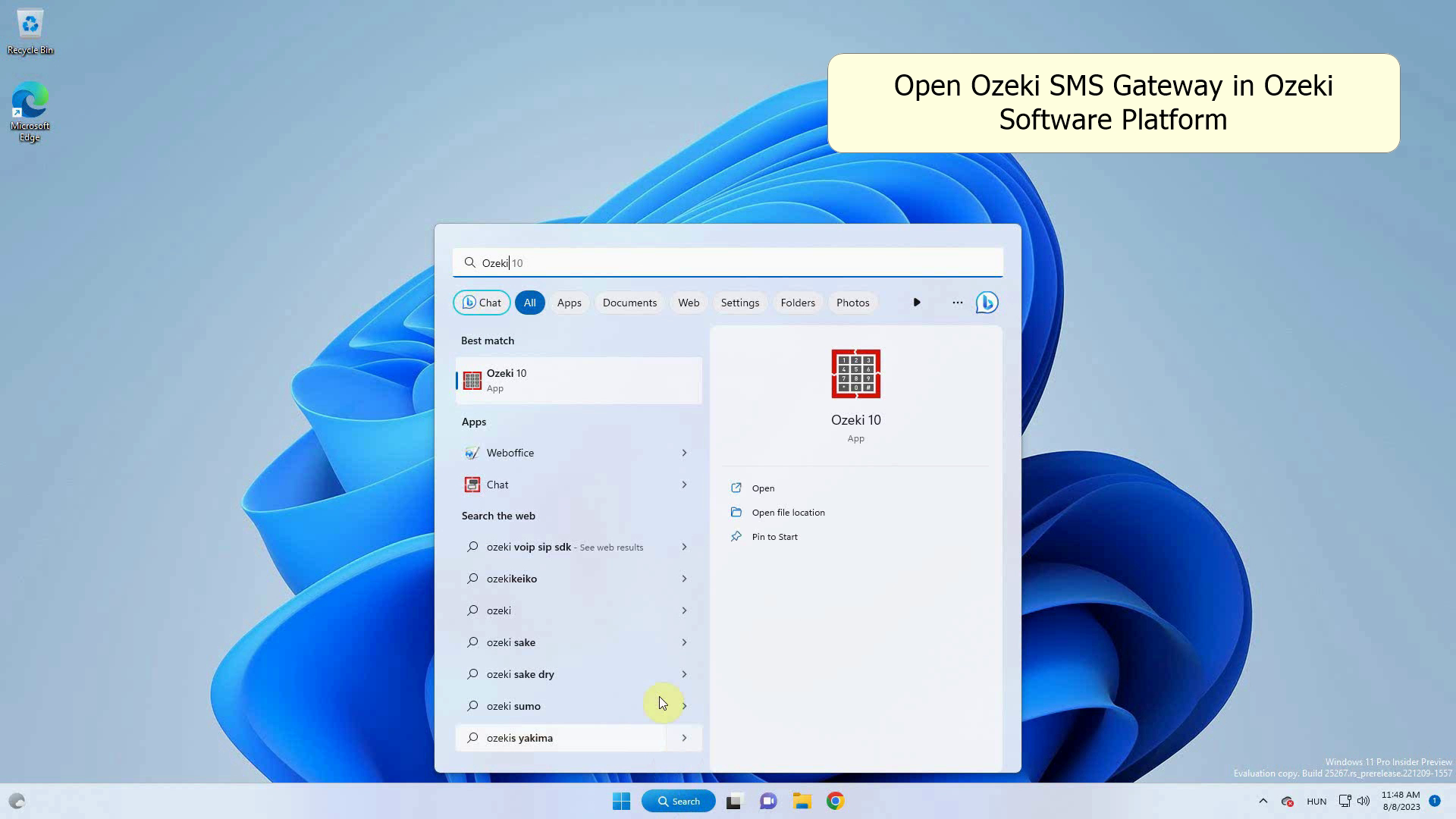 opening ozeki software platform