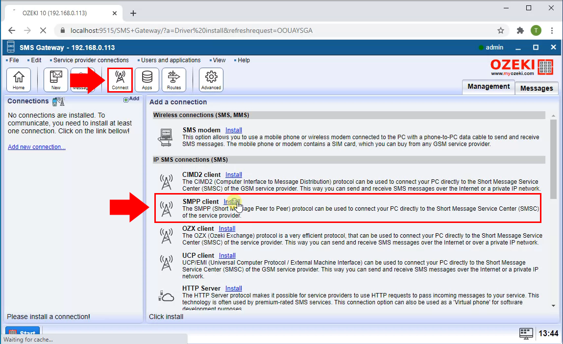 add new smpp connection