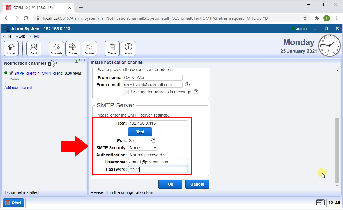 provide smtp settings