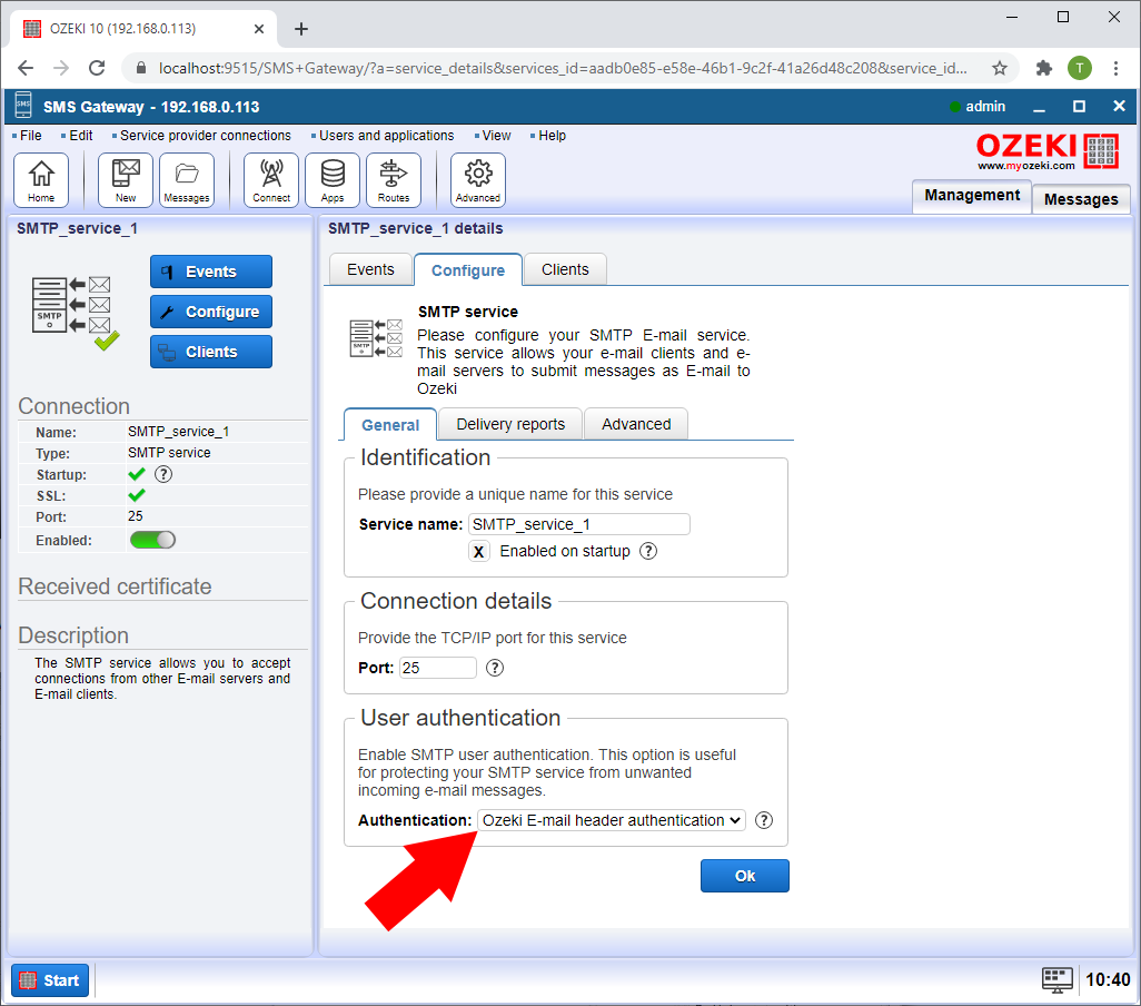 ozeki e-mail header authentication
