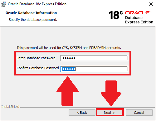 specify system database accounts password