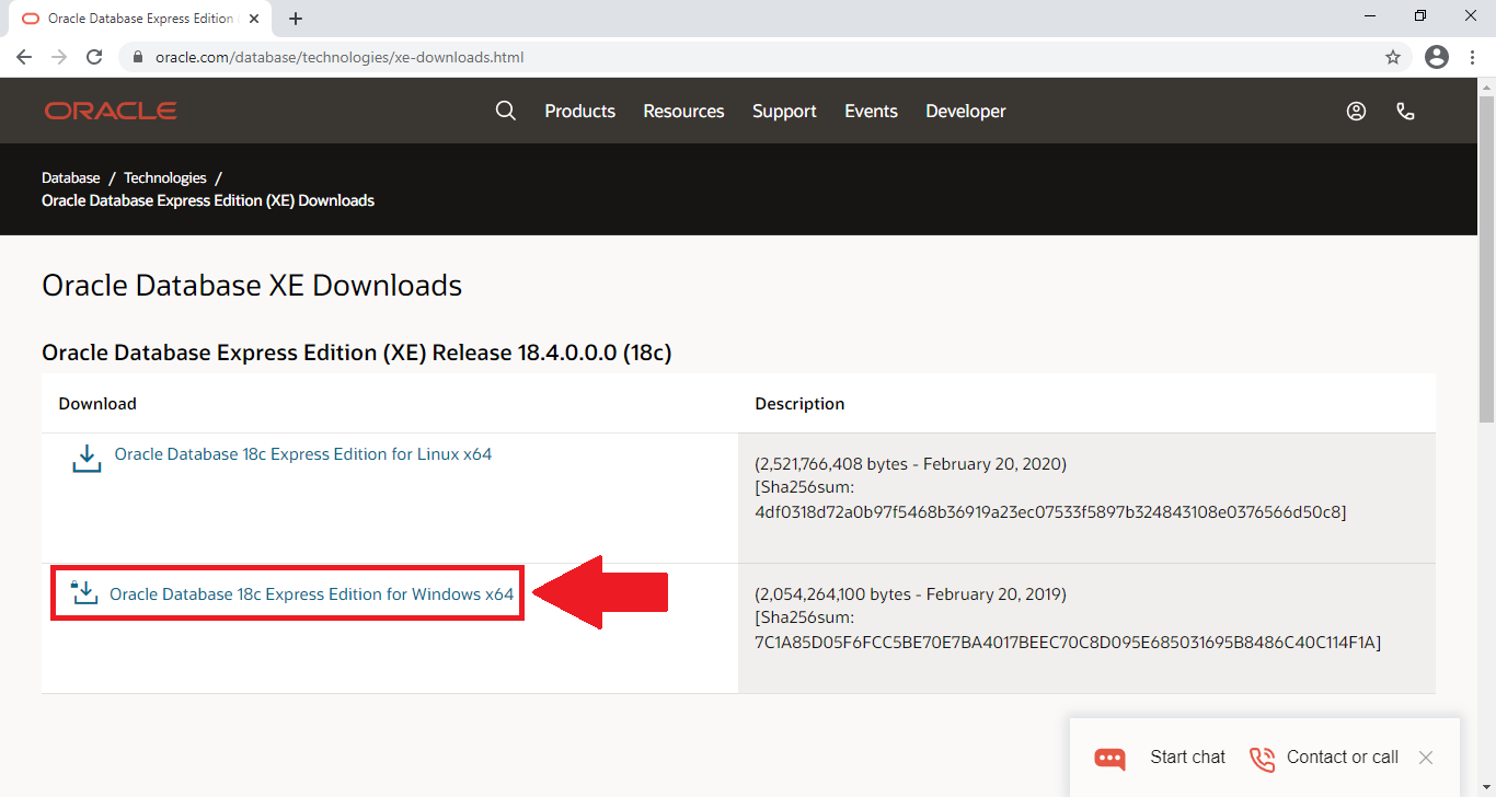 choose oracle database