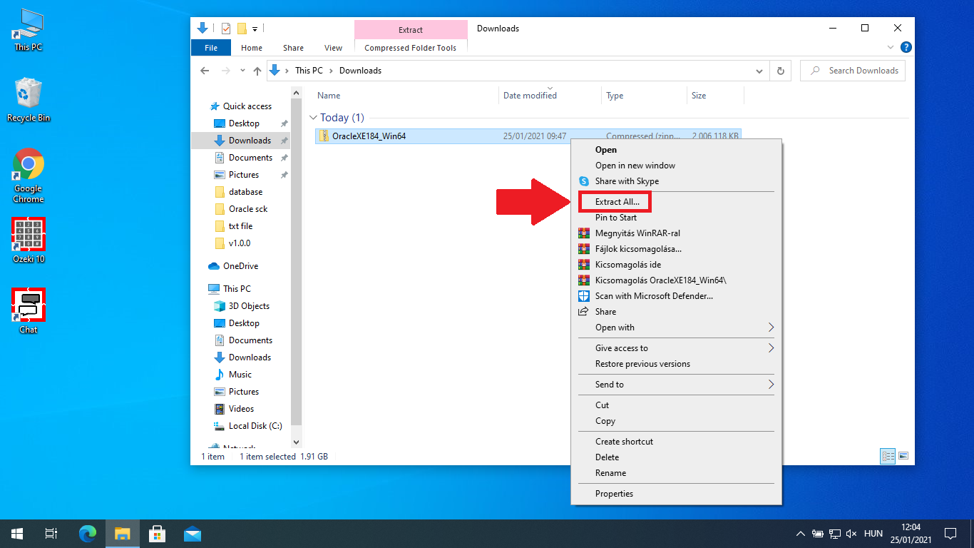 extracting the file