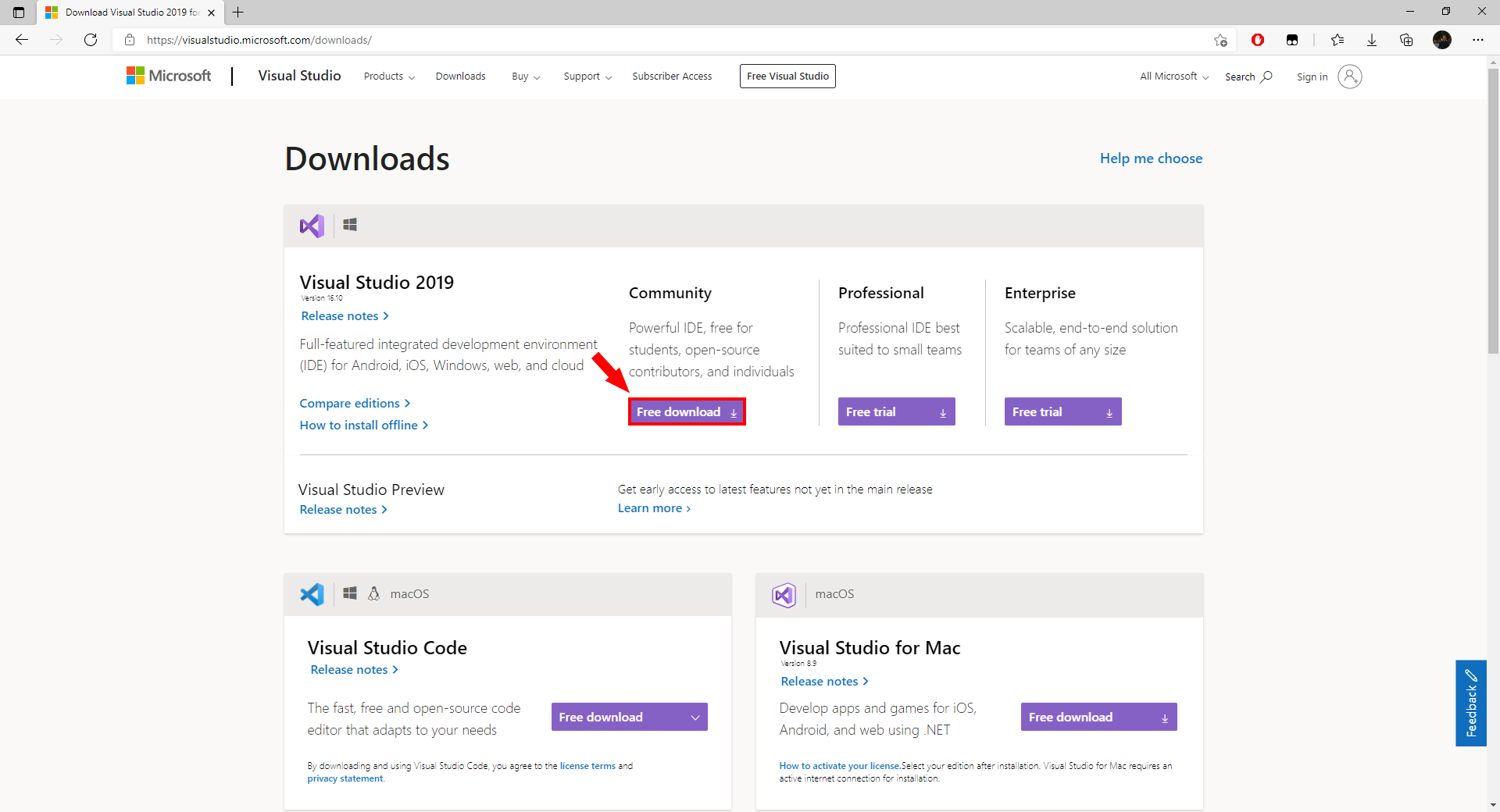 download visual studio community