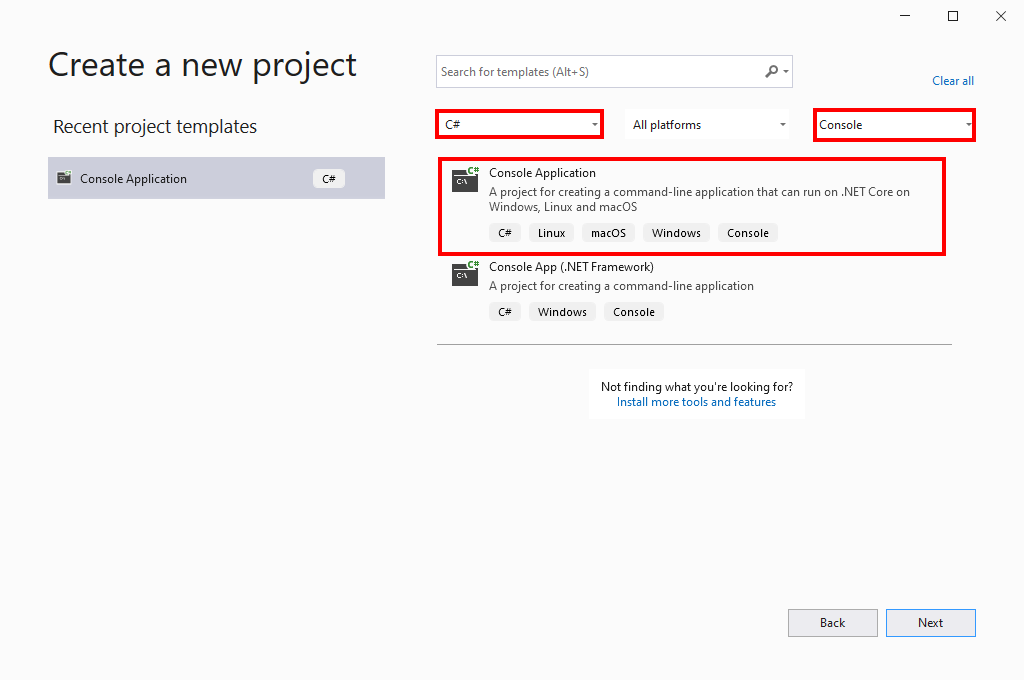 console application in visual studio