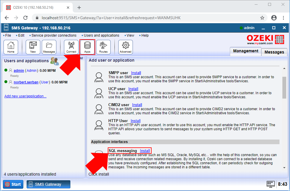 create a sql messaging application