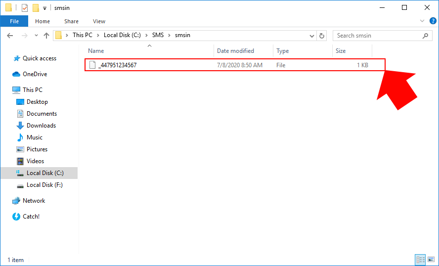 message file in the inbox folder