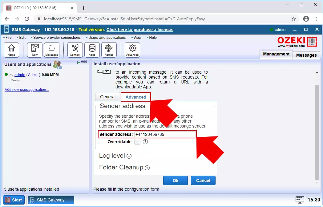 advanced configuration of the autoreply easy connection