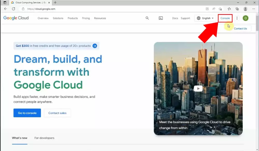 open google cloud console