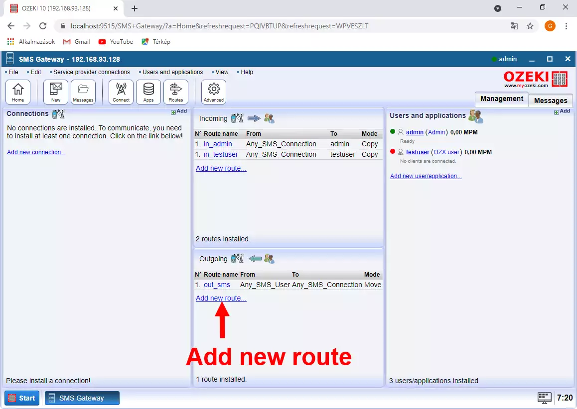 Add new sms route for the C# sms client