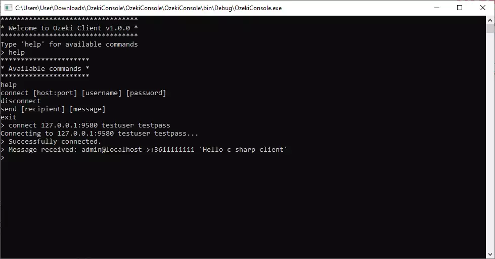 receive sms in C# console
