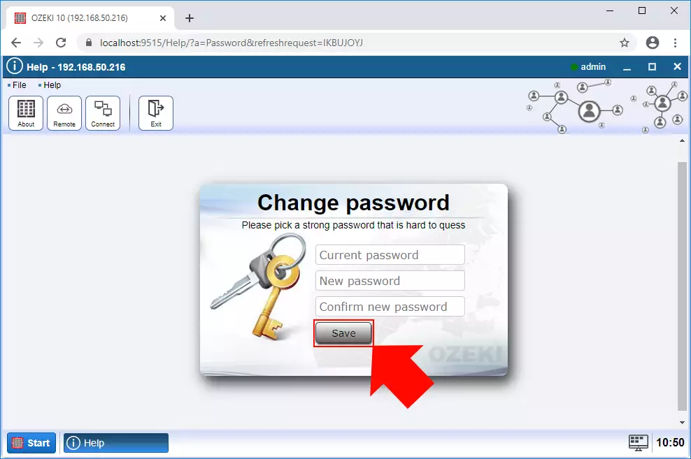 change the password of your account