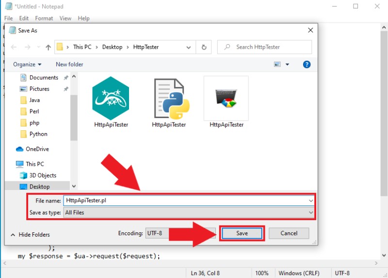 save the httpapitester perl file