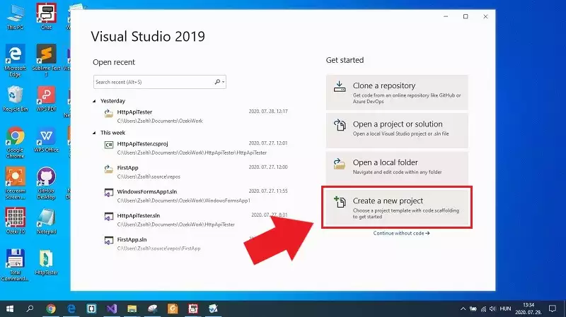 creating new project in visual studio