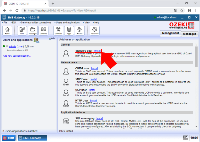 list of available applications in sms gateway
