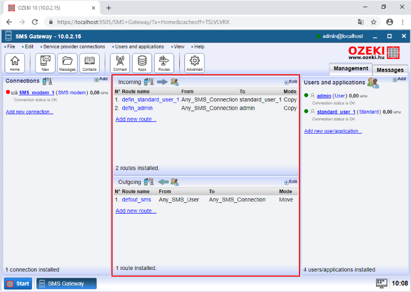 routing tables in sms gateway