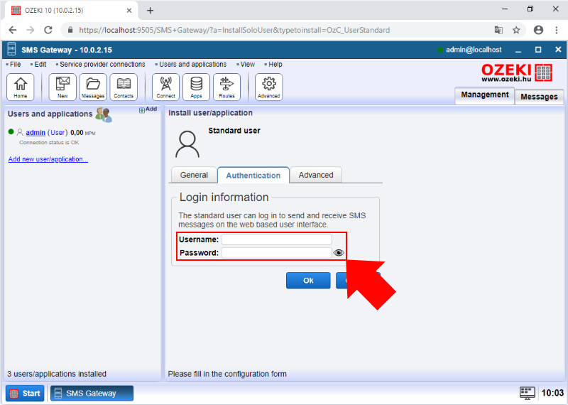 configure the standard user