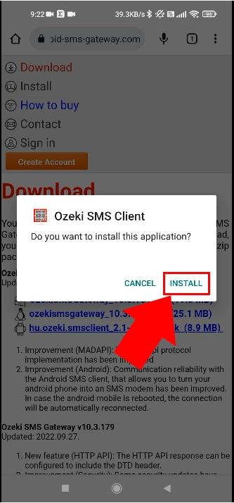 install ozeki sms client apk