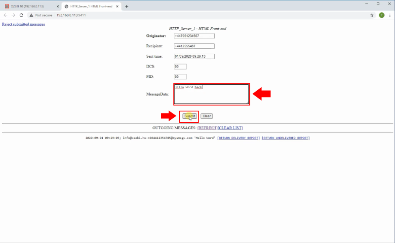 send message back to thunderbird