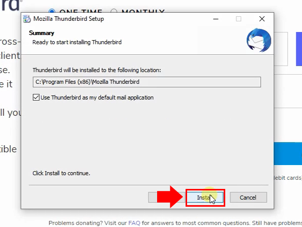 start thunderbird installation