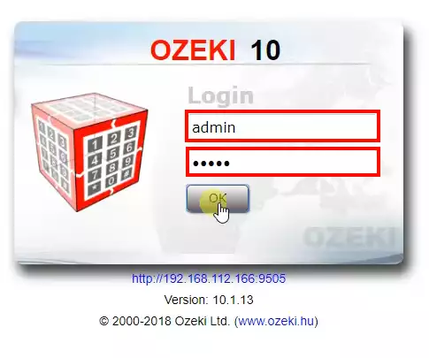 logging in to ozeki ten for smpp client connection setup
