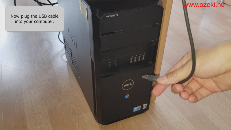 the modem connected to the pc via the usb cable