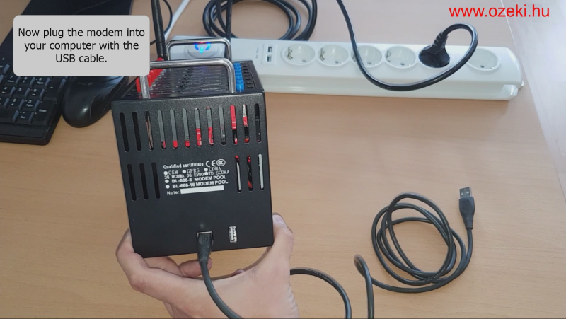 plug the usb cable into the modem pool