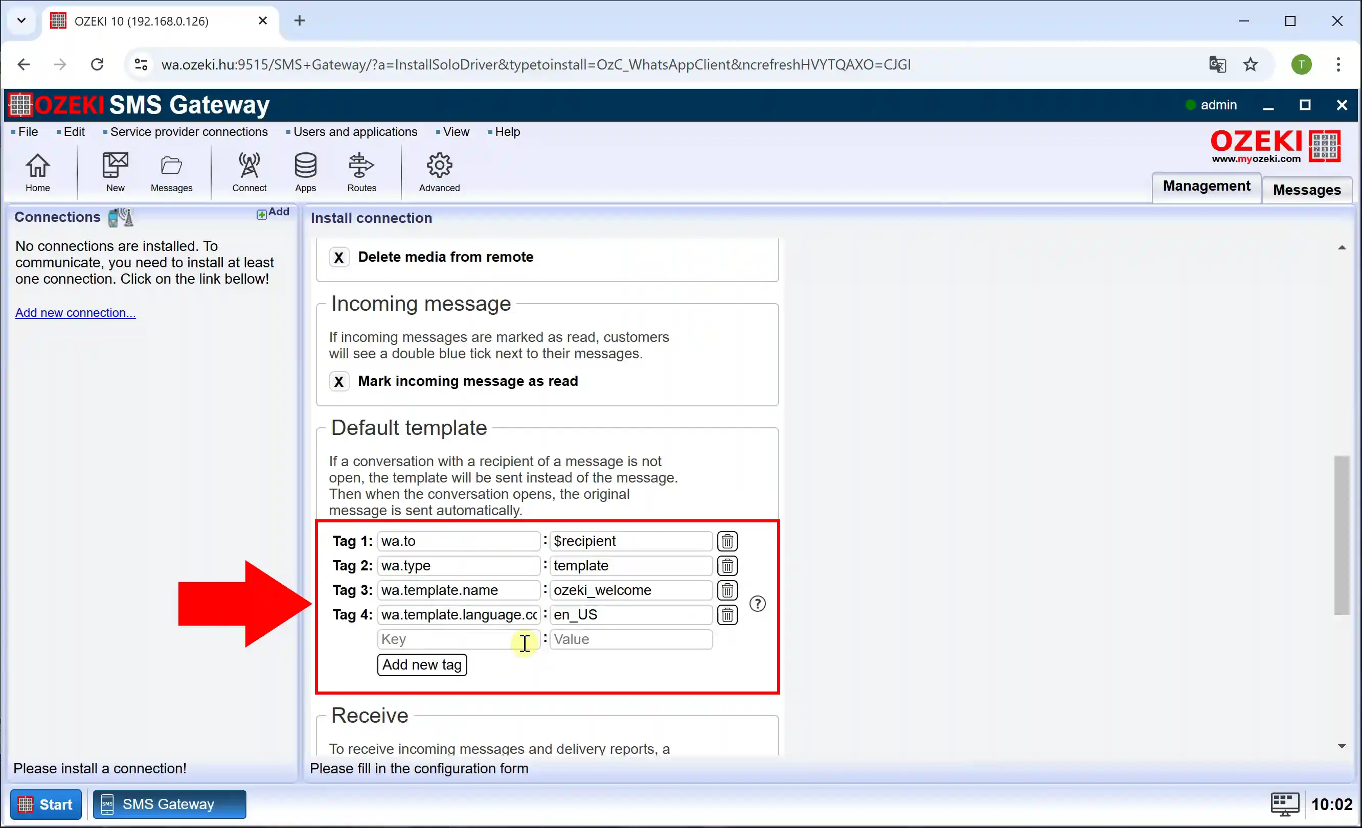 Configure defalt template