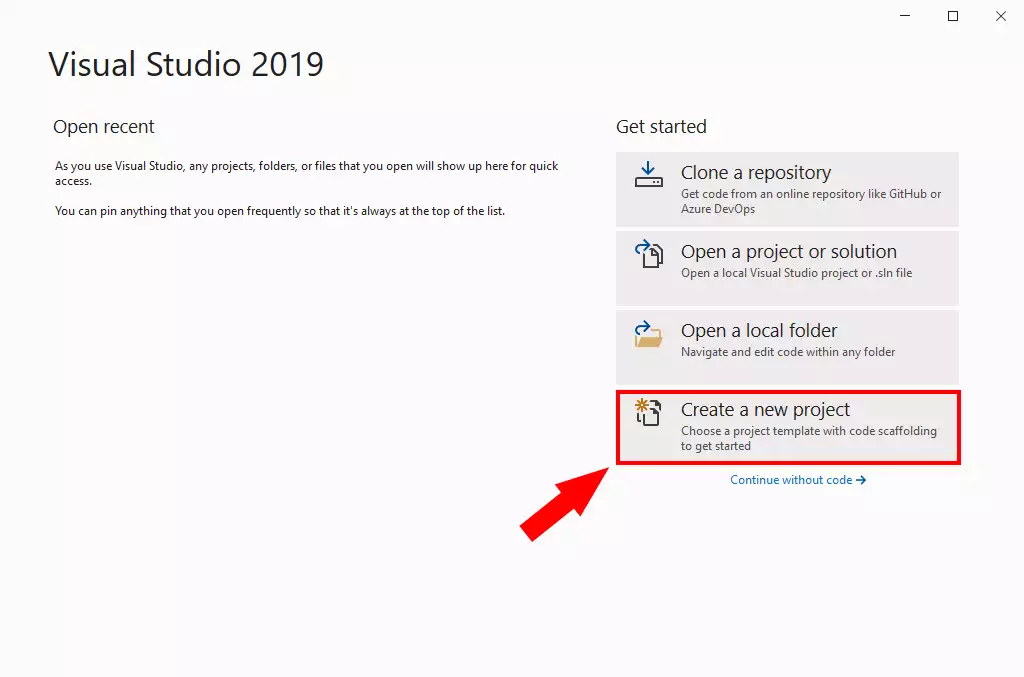 how to create a new project in visual studio