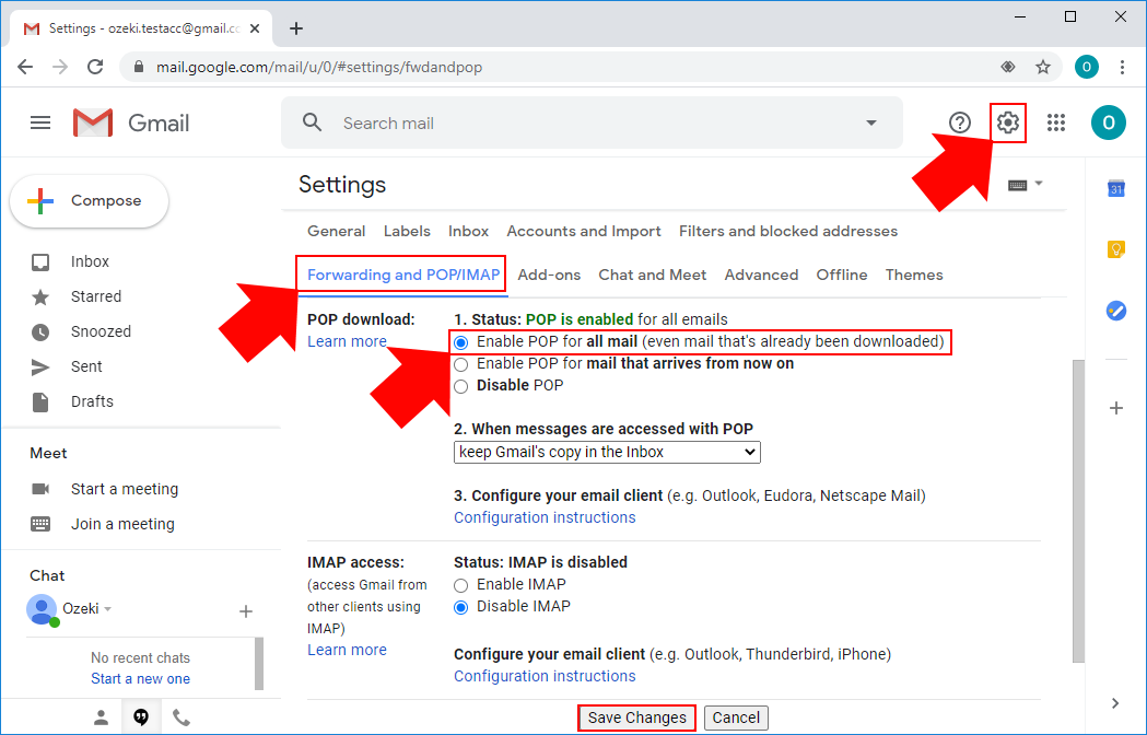 modify forwarding settings of your gmail account