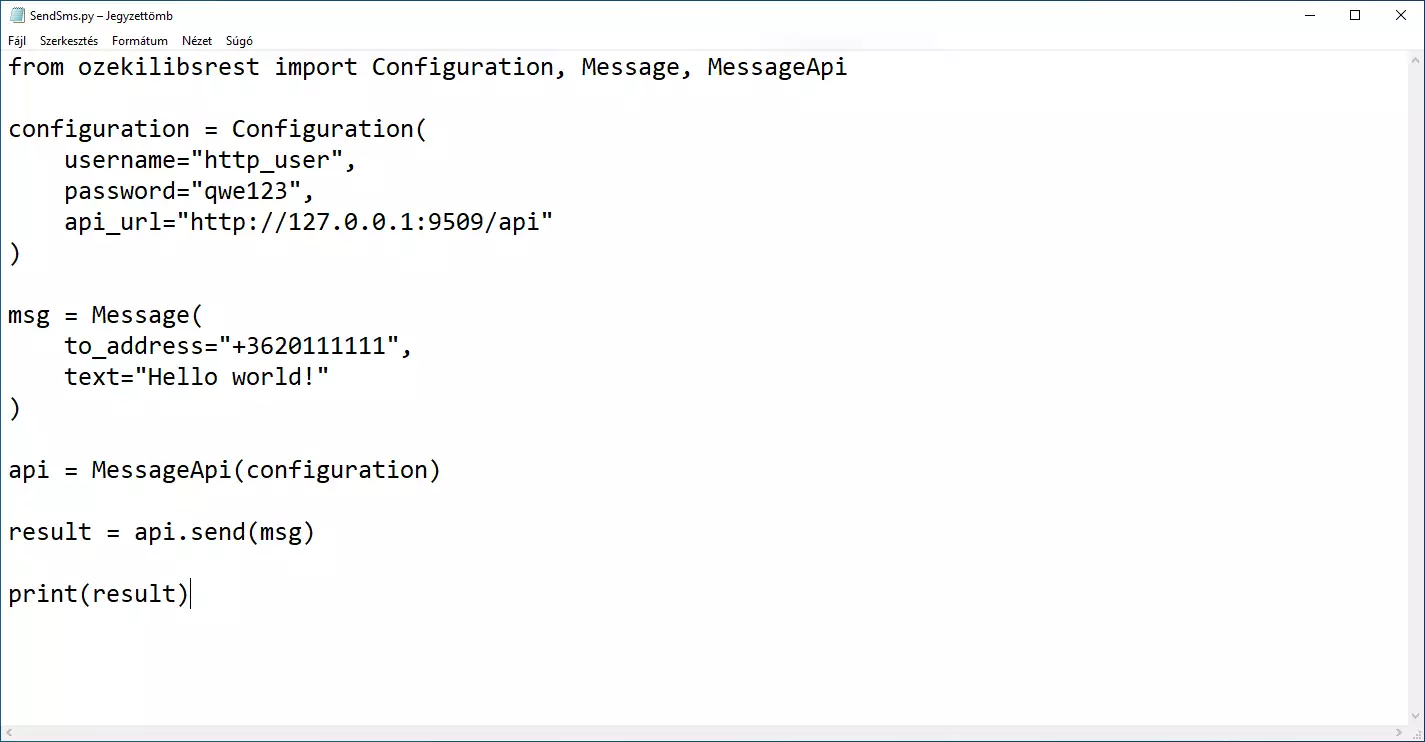 how to send sms with python script