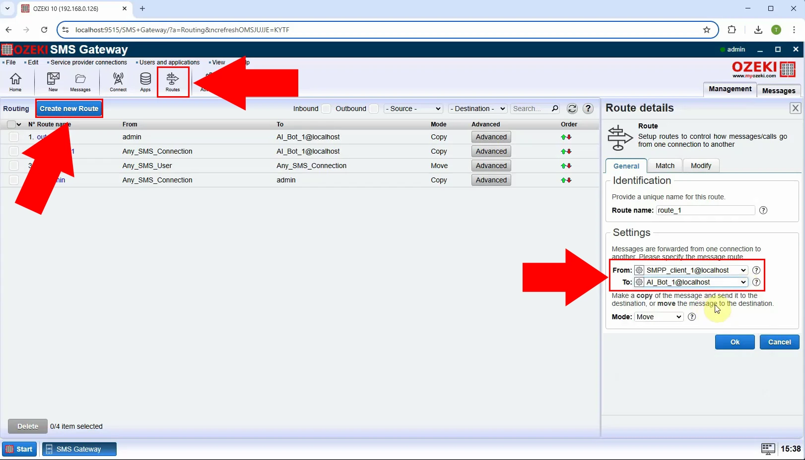 Create new incoming route