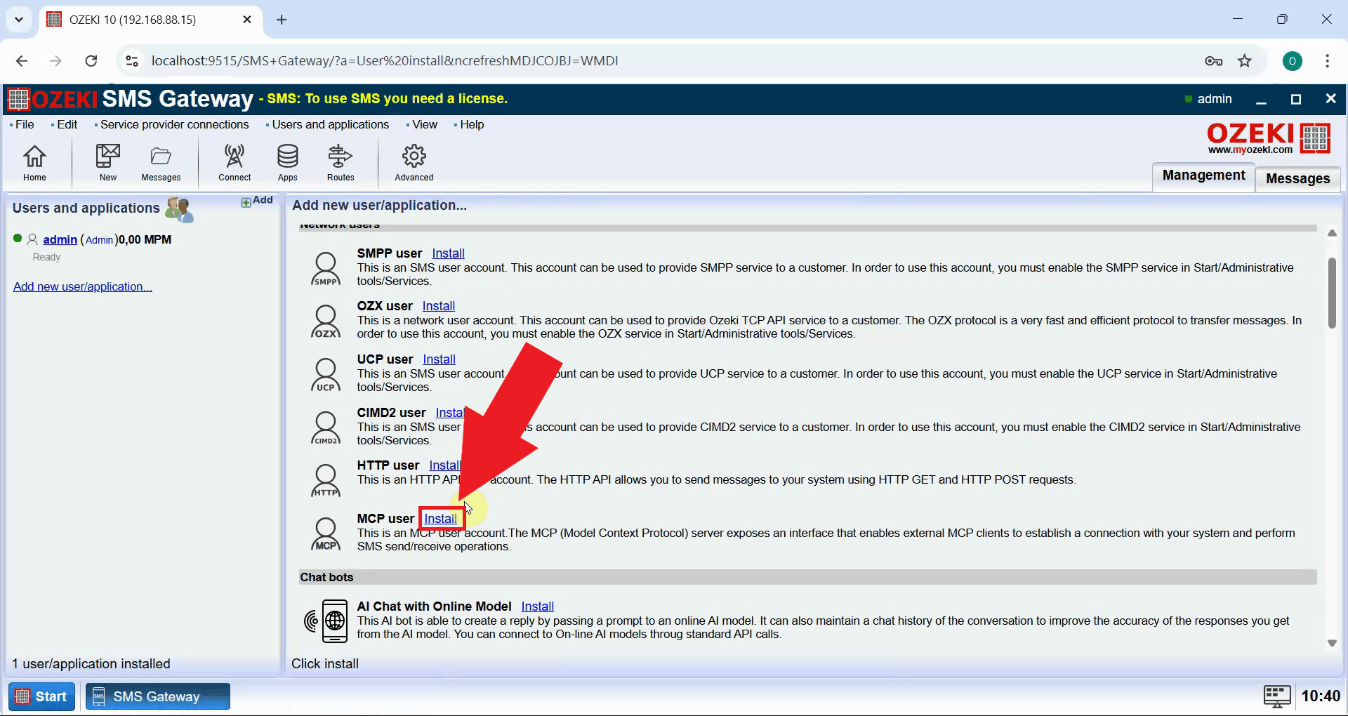 Install MCP user