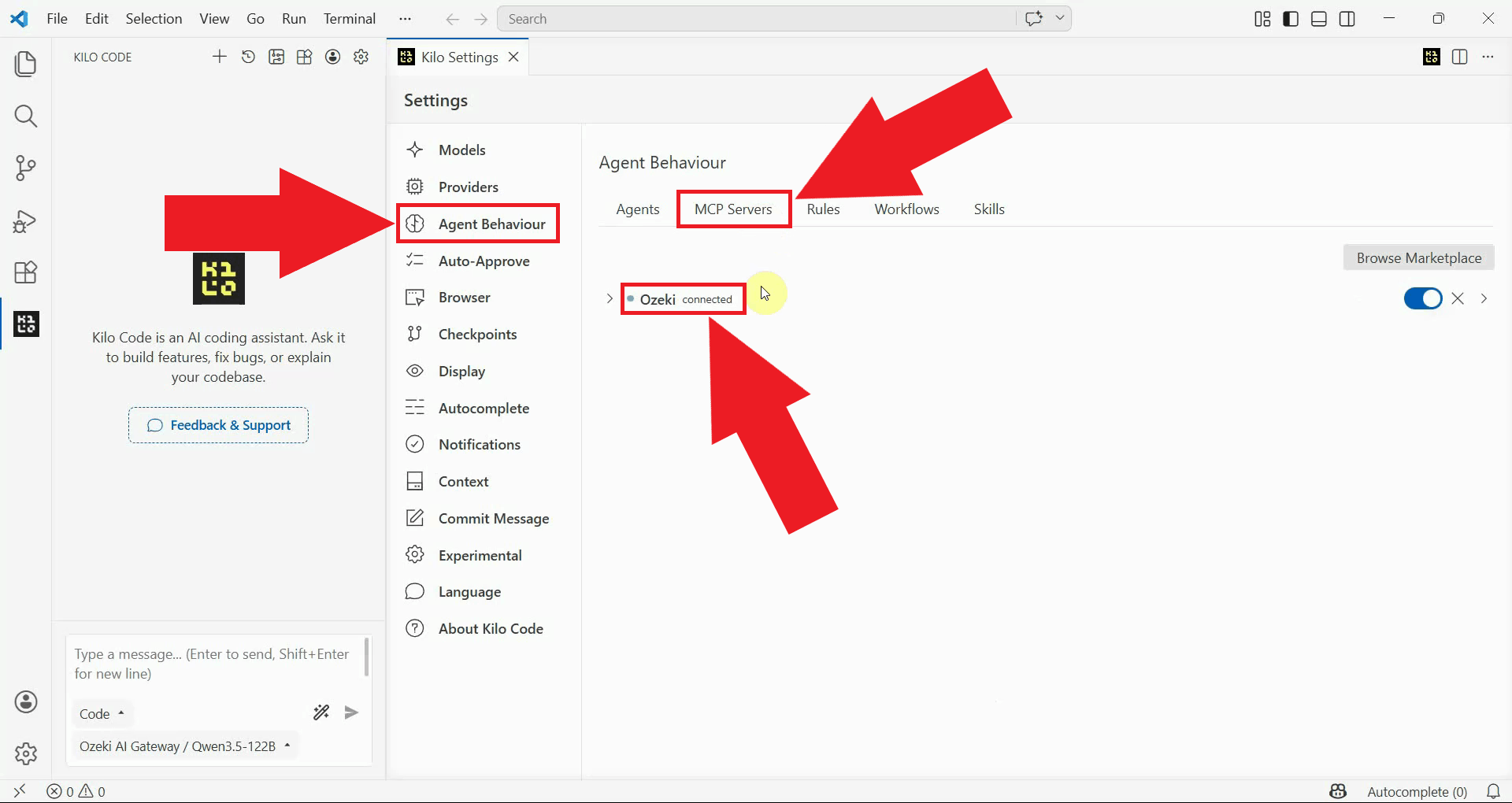 Verify connection in Agent Behaviour MCP Servers