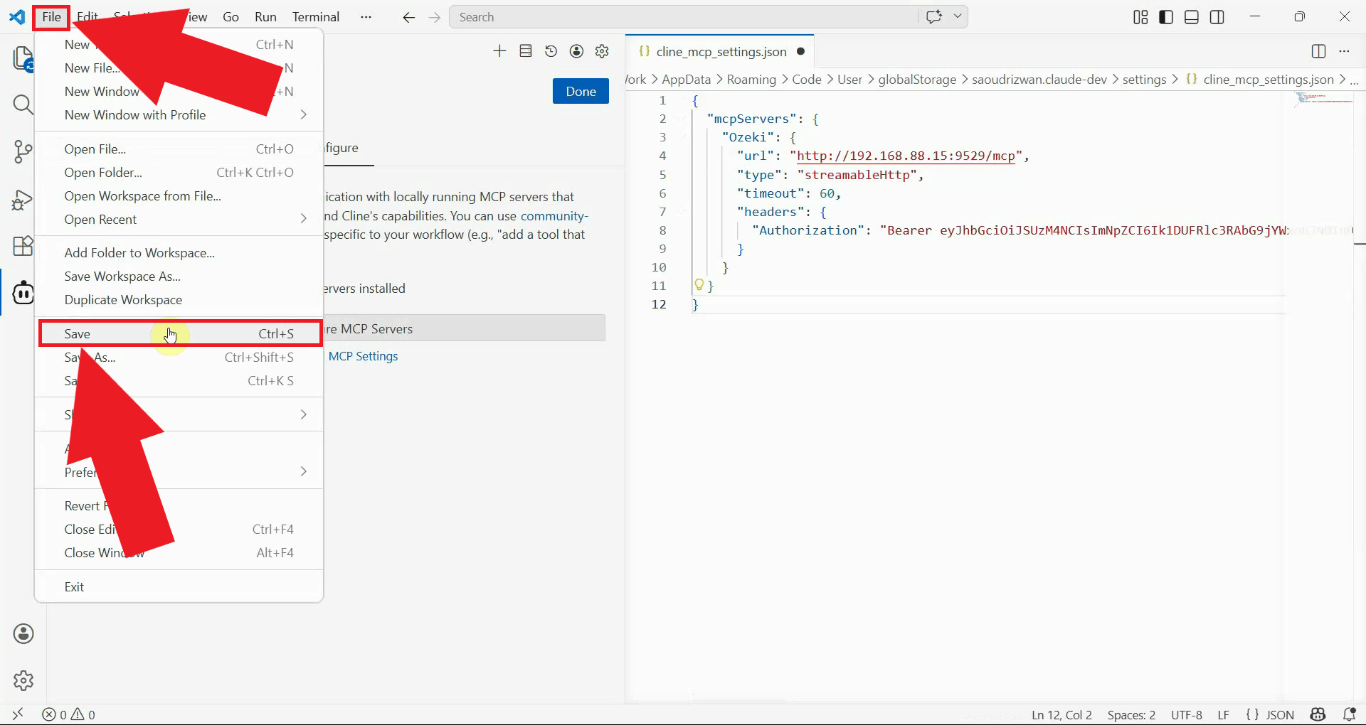Save config