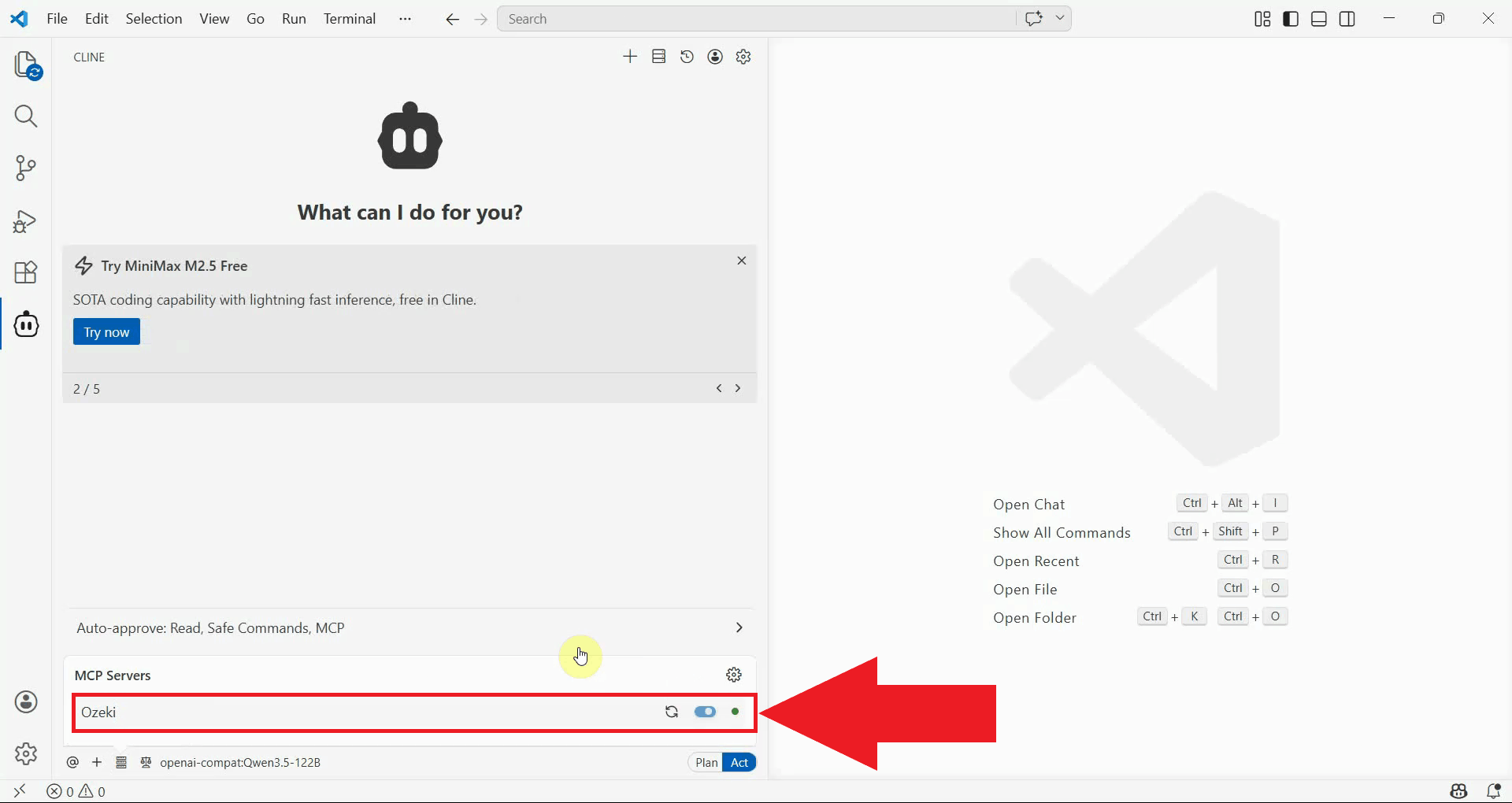 Ensure Ozeki SMS MCP server is connected