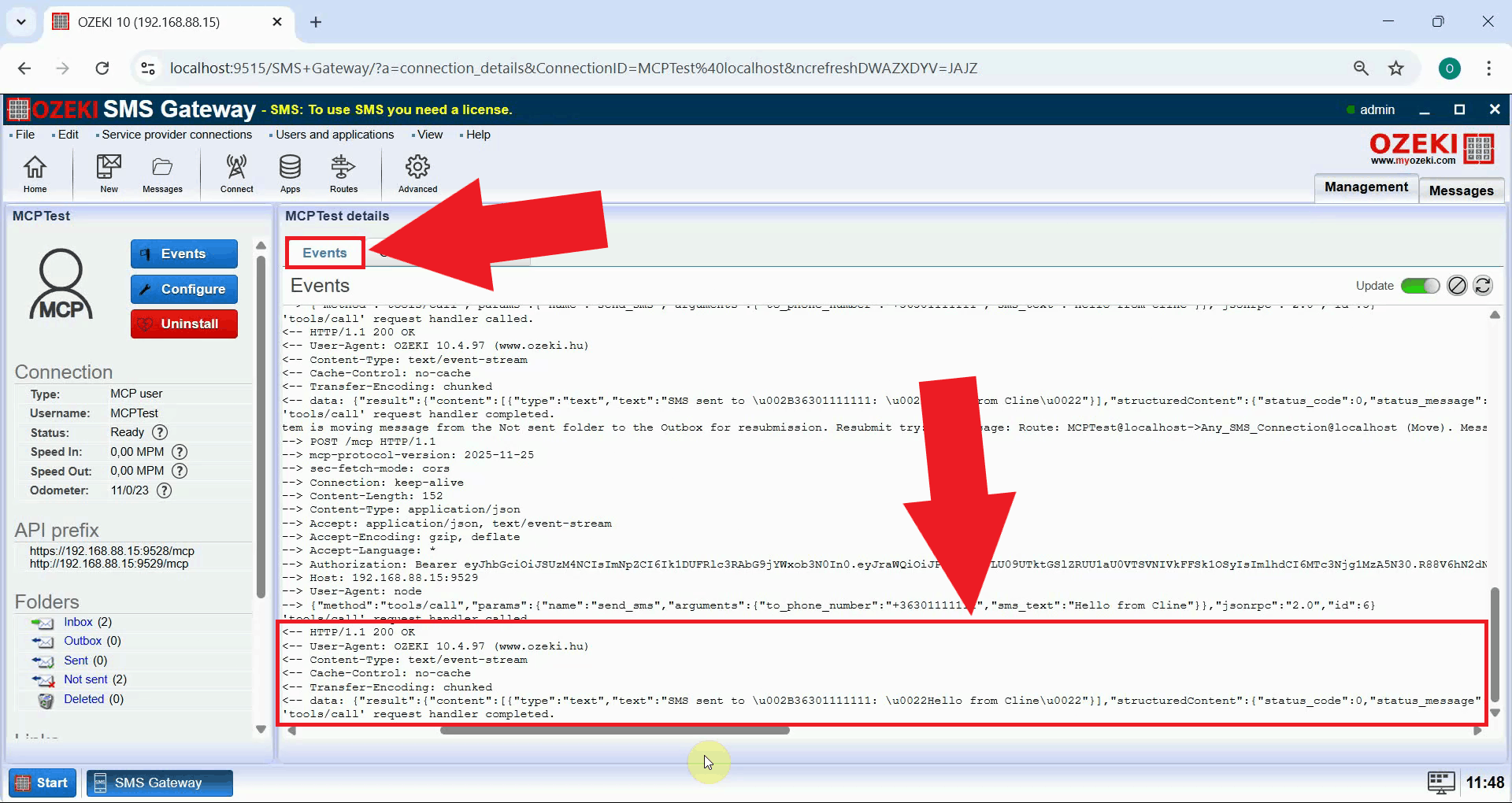 View transaction in event logs