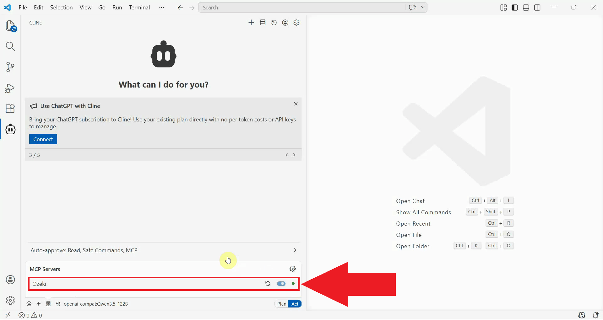 Ensure Ozeki SMS MCP server is connected