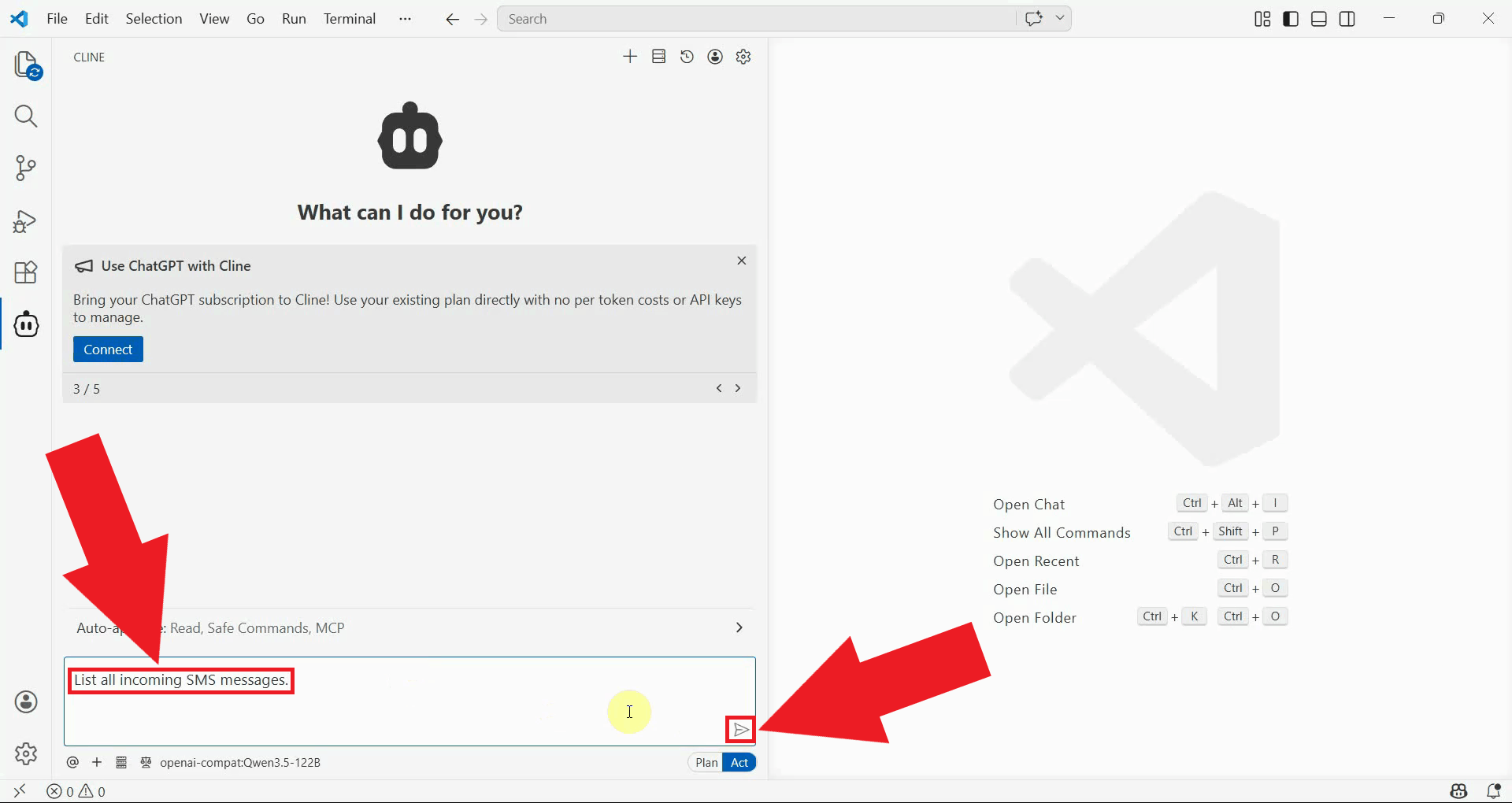 Ask LLM to list incoming messages