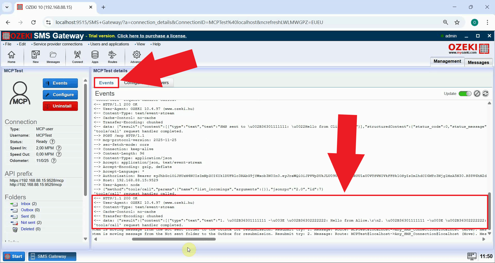 View transaction in event logs